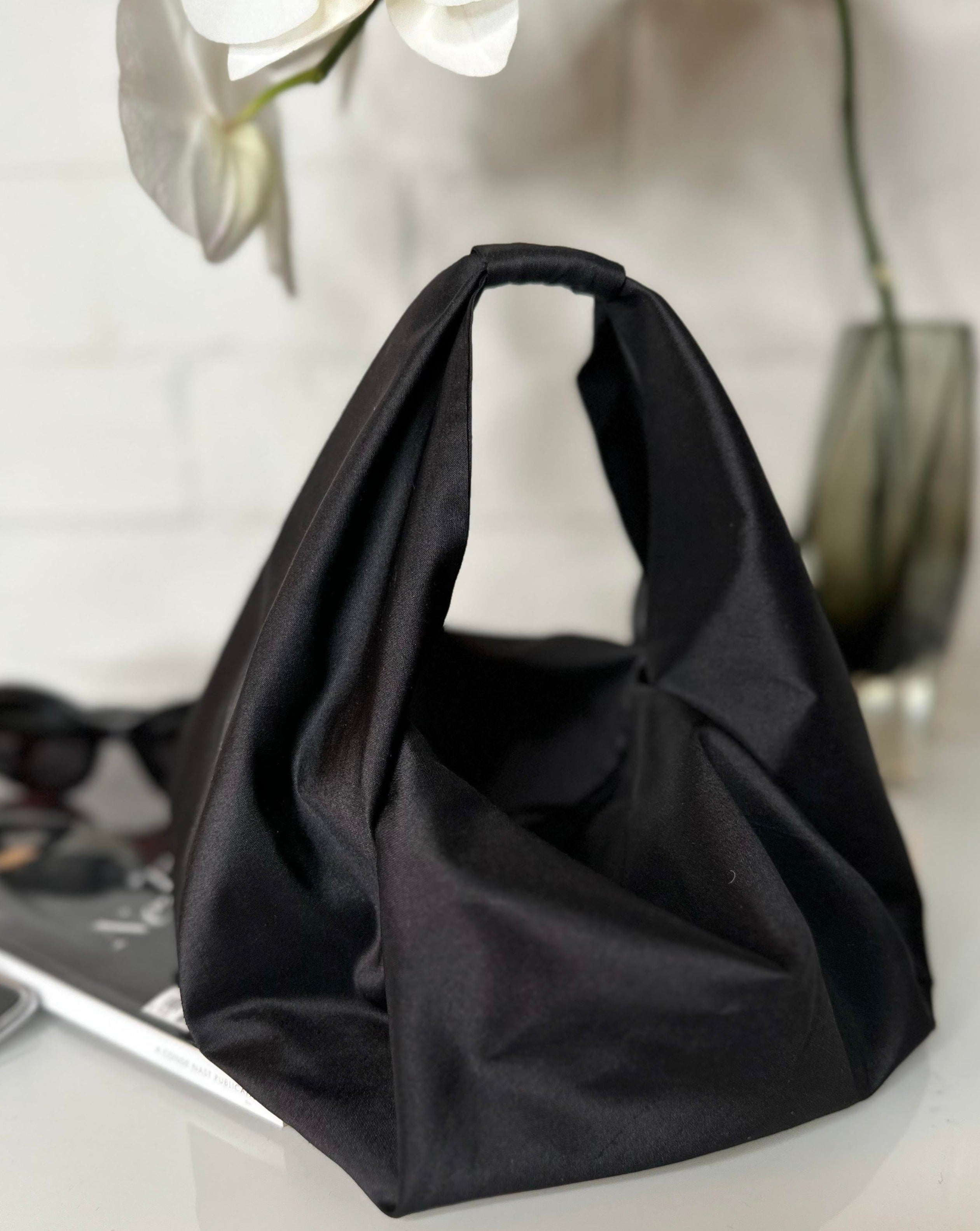 Medium Parachute Bag - Black Silk Dupion