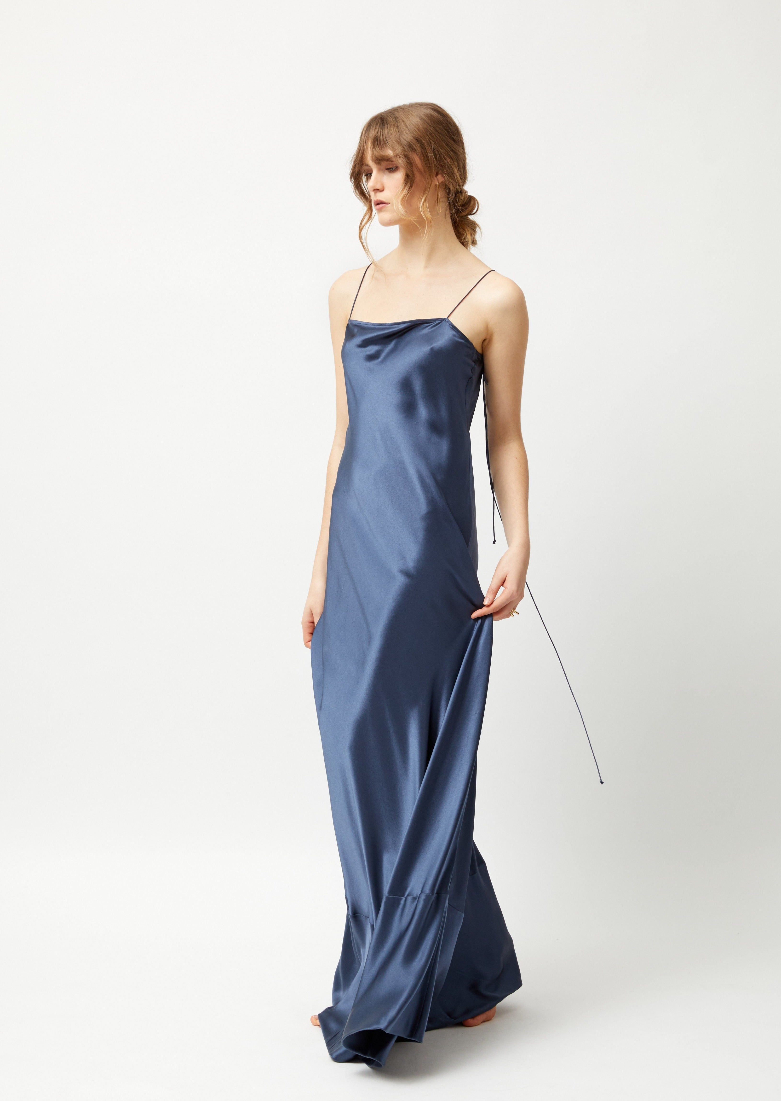 Gabrielle Bias Slip Gown - Imperial Blue Silk Satin