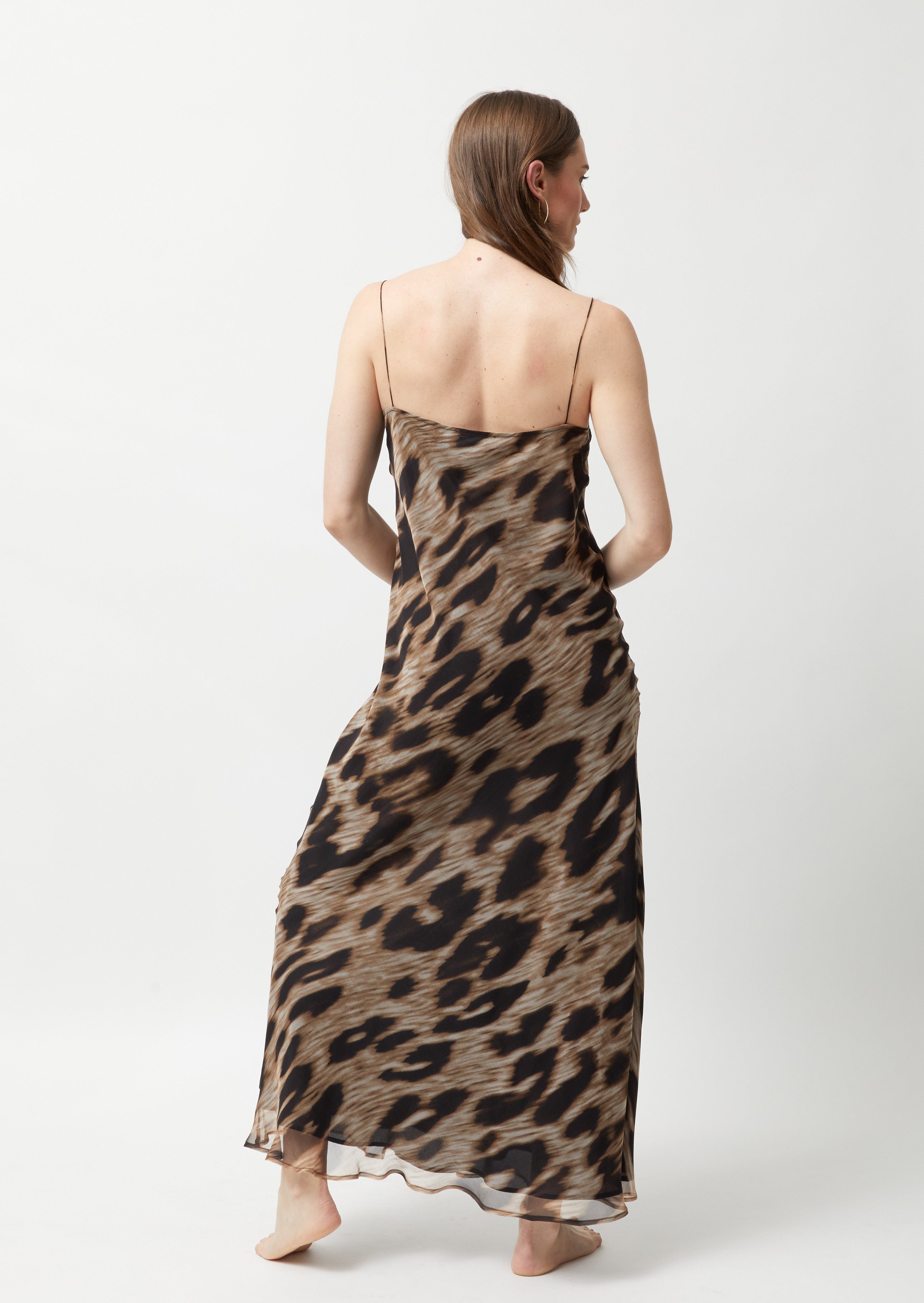 Sylvie Simple Bias Slip - Leopard Silk Chiffon