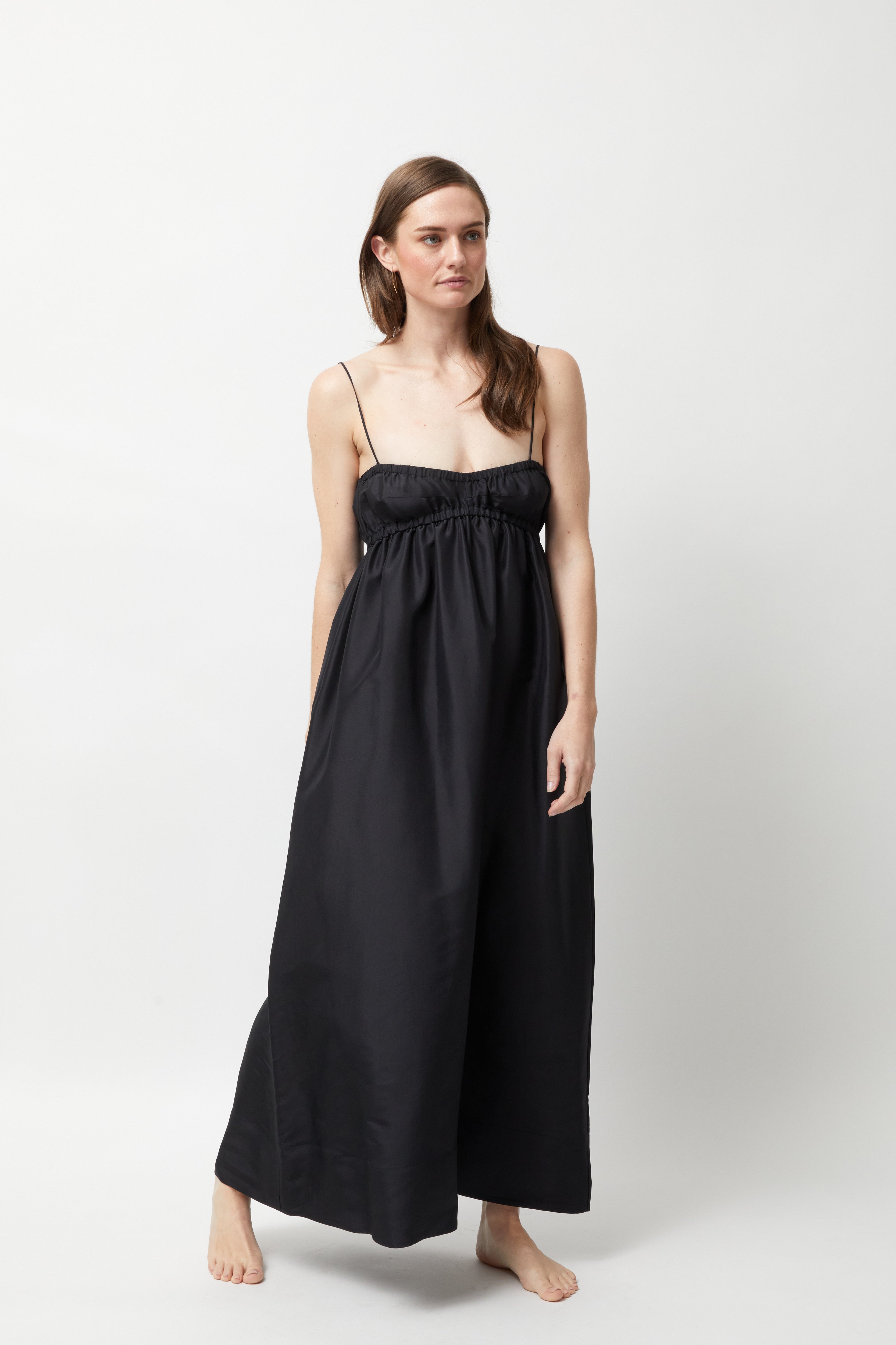 Belle Bandeau Elastic Dress - Black Silk Taffeta