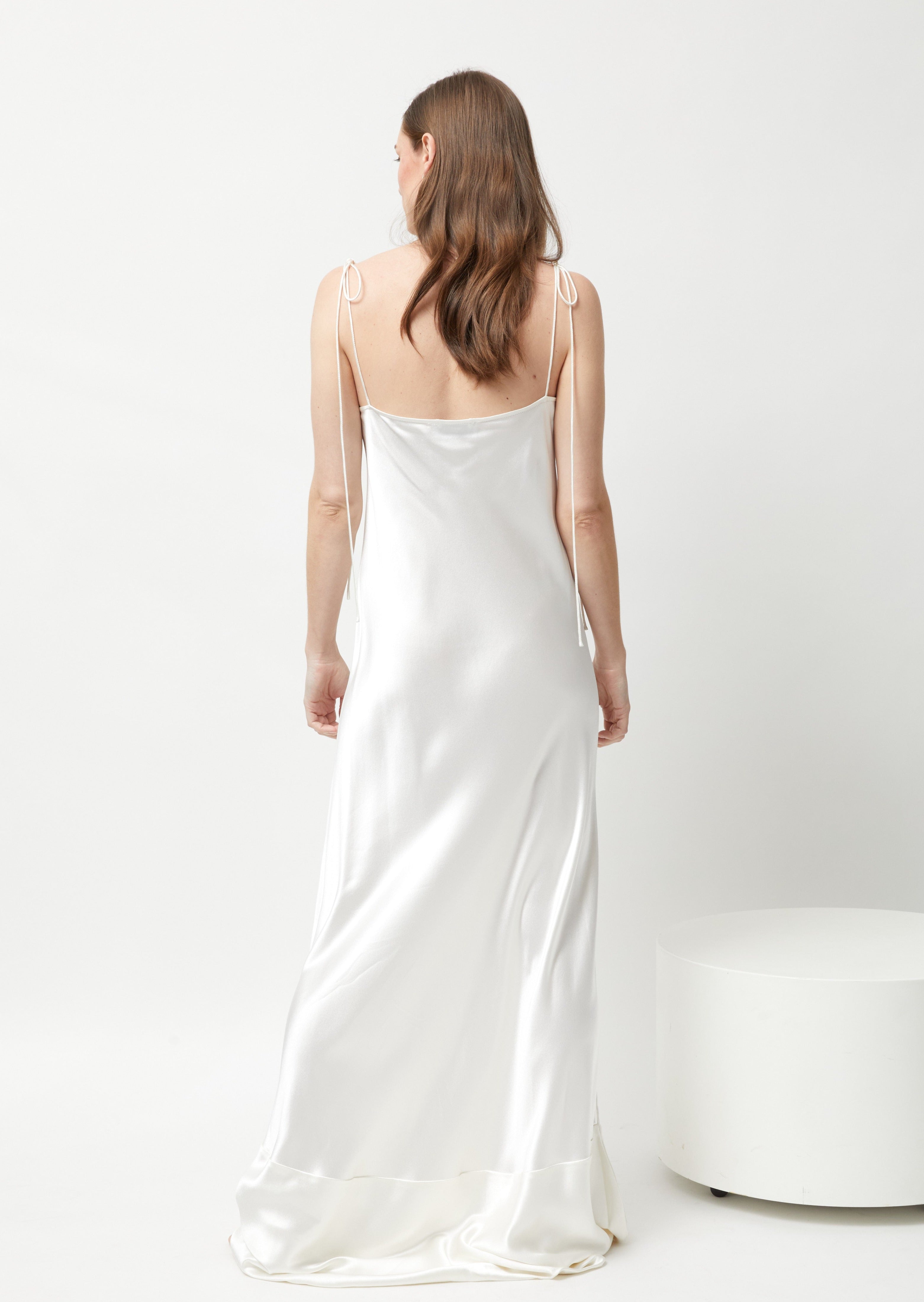 Gabrielle Bias Slip Gown - Ivory or White Heavy Silk Satin